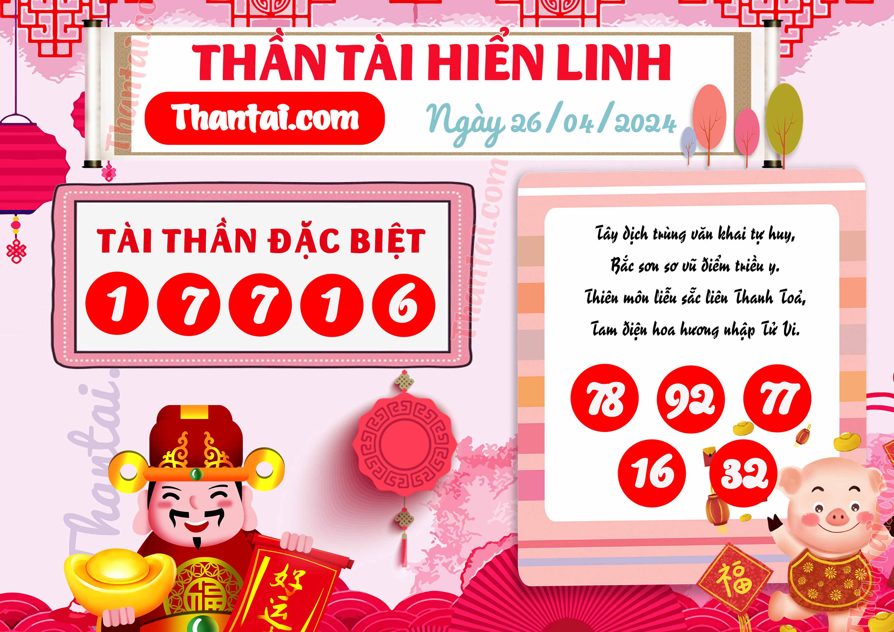 thần tài hiển linh dự đoán xổ số Miền Bắc ngày 26/04/2024