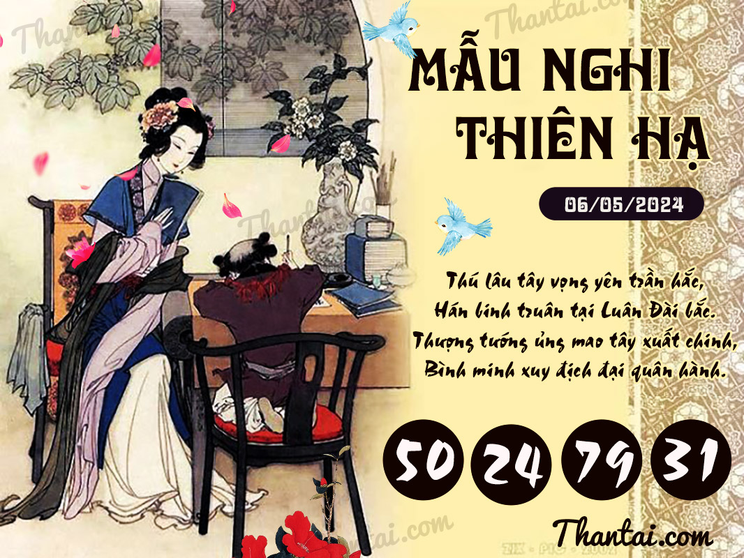 Thứ hai ngày 06/05/2024 luận số XSMB Mẫu Nghi Thiên Hạ