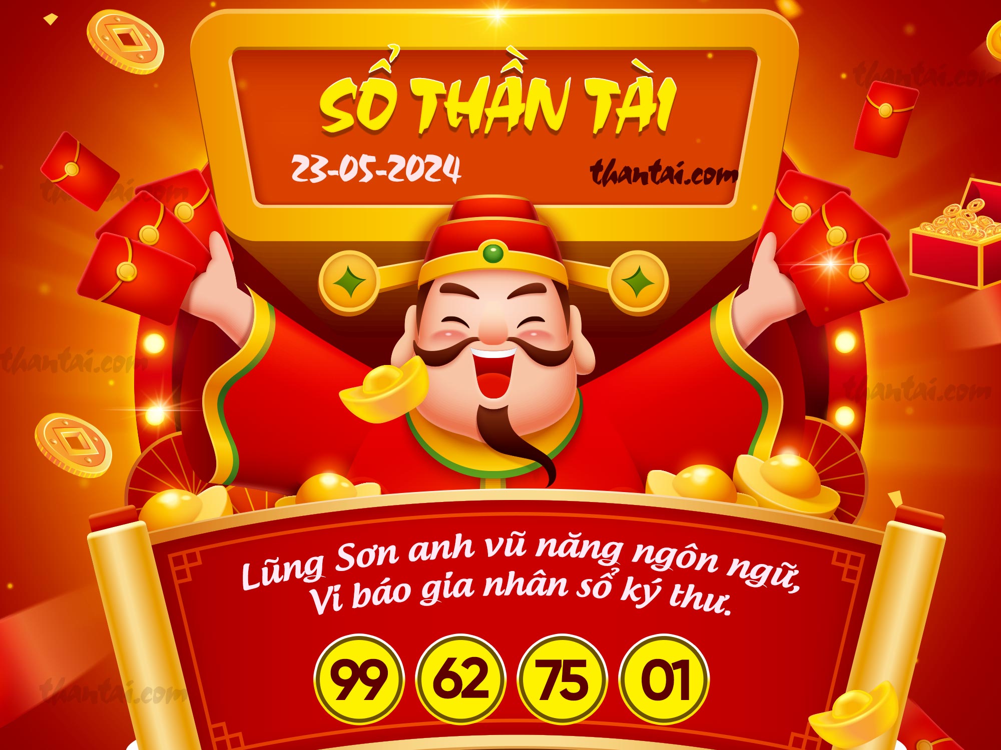 Sổ Thần Tài chốt số nóng XSMB thứ năm 23/05/2024