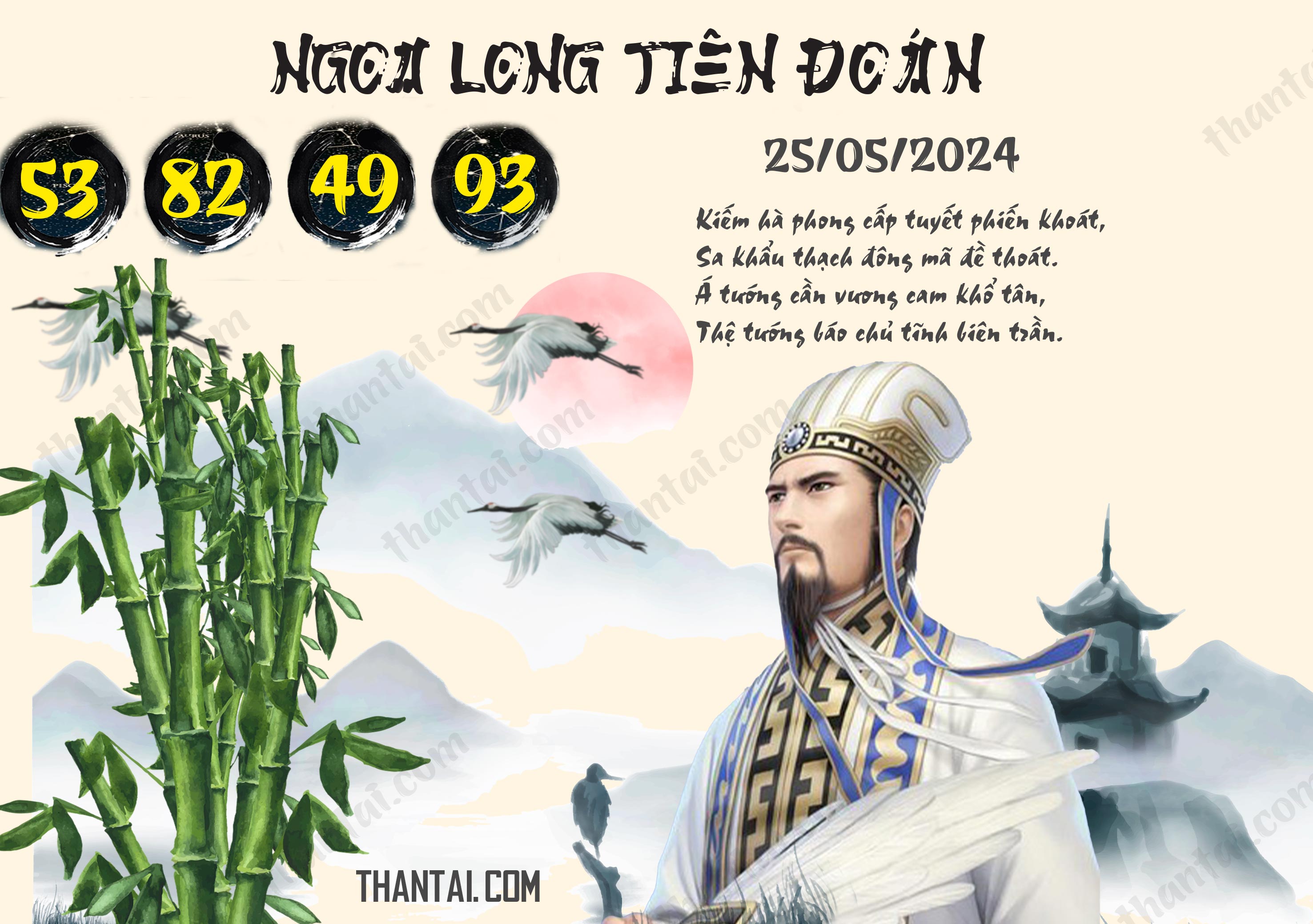 Ngọa Long Tiên Đoán soi cầu dự đoán kết quả XSMB thứ bày 25/05/2024